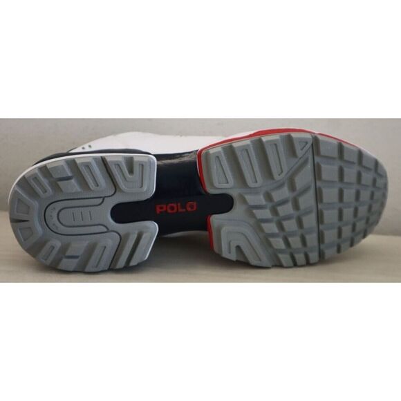 Polo Ralph Lauren Men's Sz 9 White/Navy/Red Jogger Leather & Mesh Sneakers - Picture 4 of 10